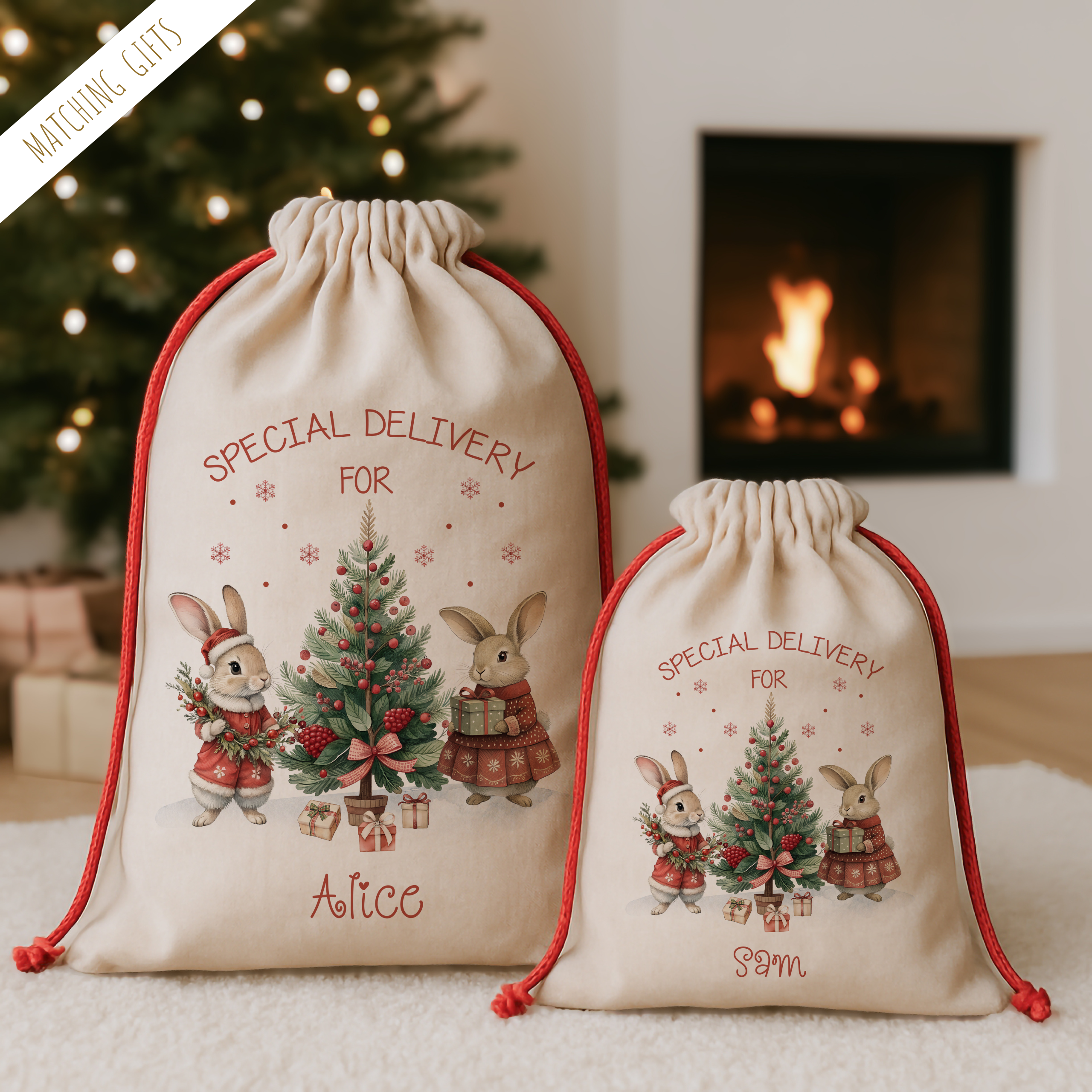 Christmas Duck & Rabbits CHRISTMAS SACK