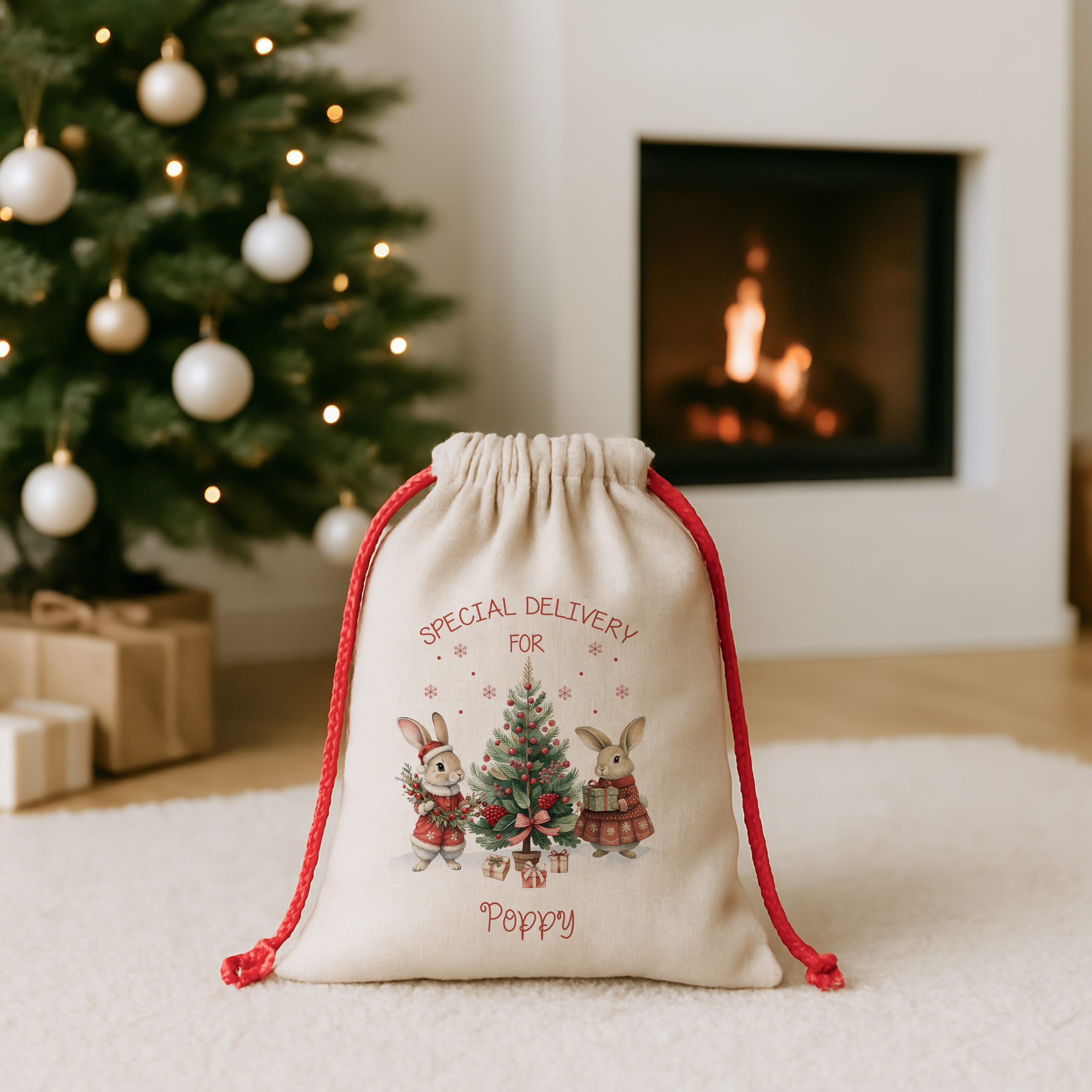 Christmas Duck & Rabbits CHRISTMAS SACK