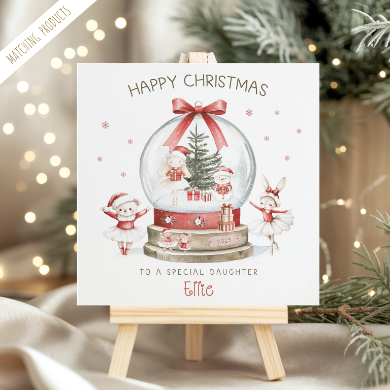 Personalised Ballerina Snowglobe Christmas Card