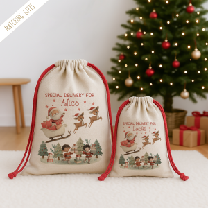 Red Santa & Elves Christmas Sack