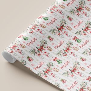 Baby's 1st Personalised Snowman Christmas Gift Wrapping Paper