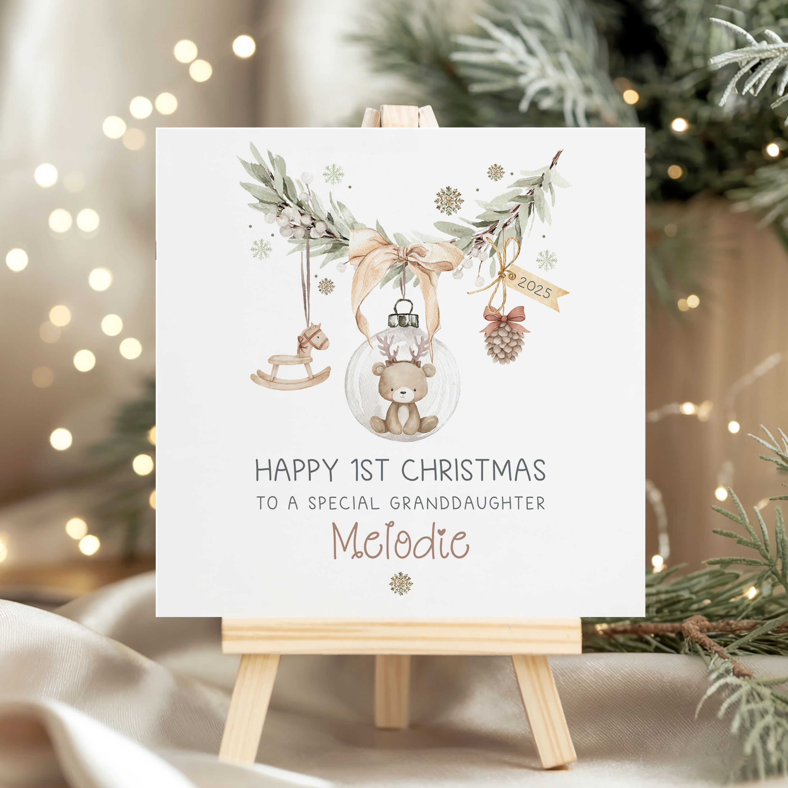 Personalised Teddy Bear Christmas Card