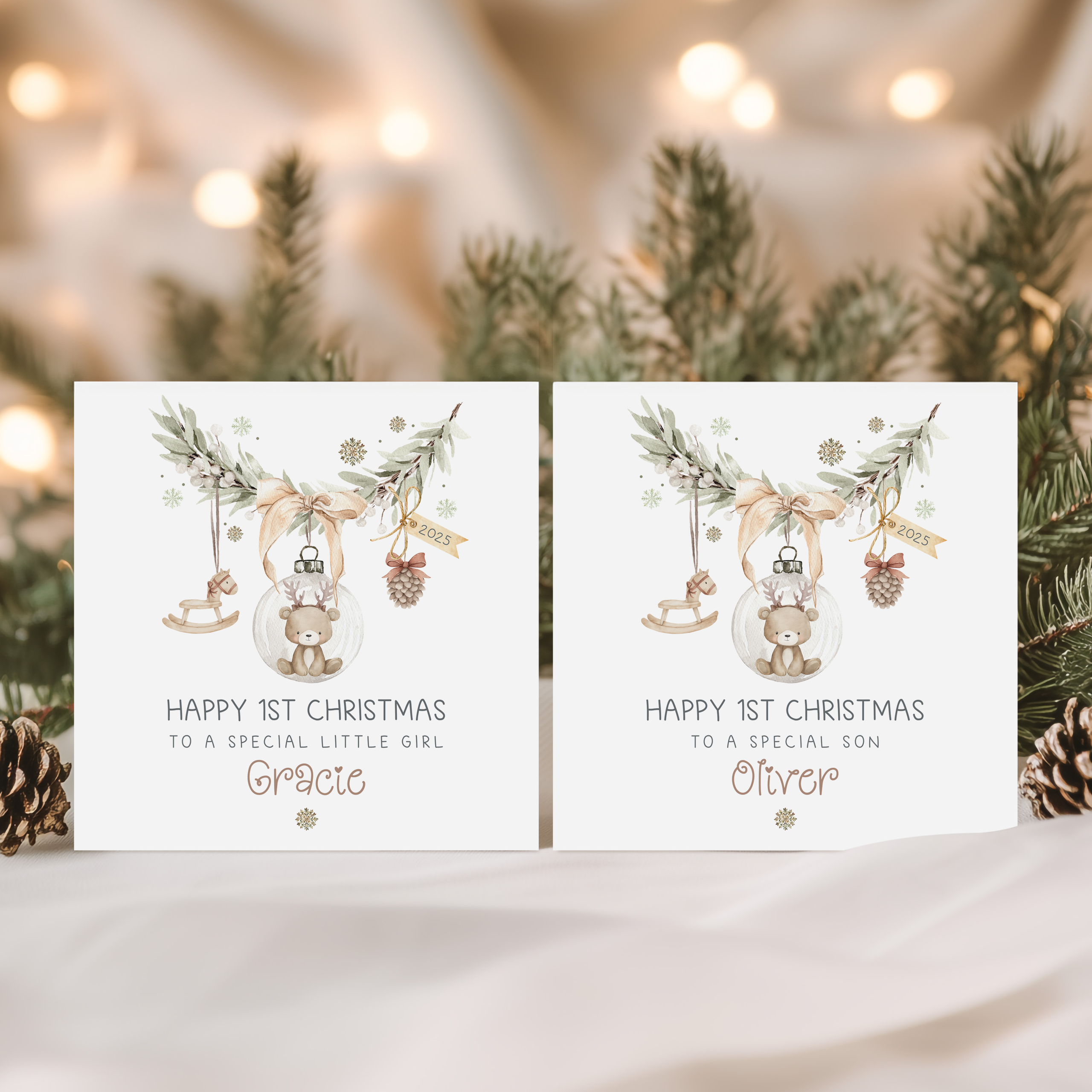 Personalised Teddy Bear Christmas Card