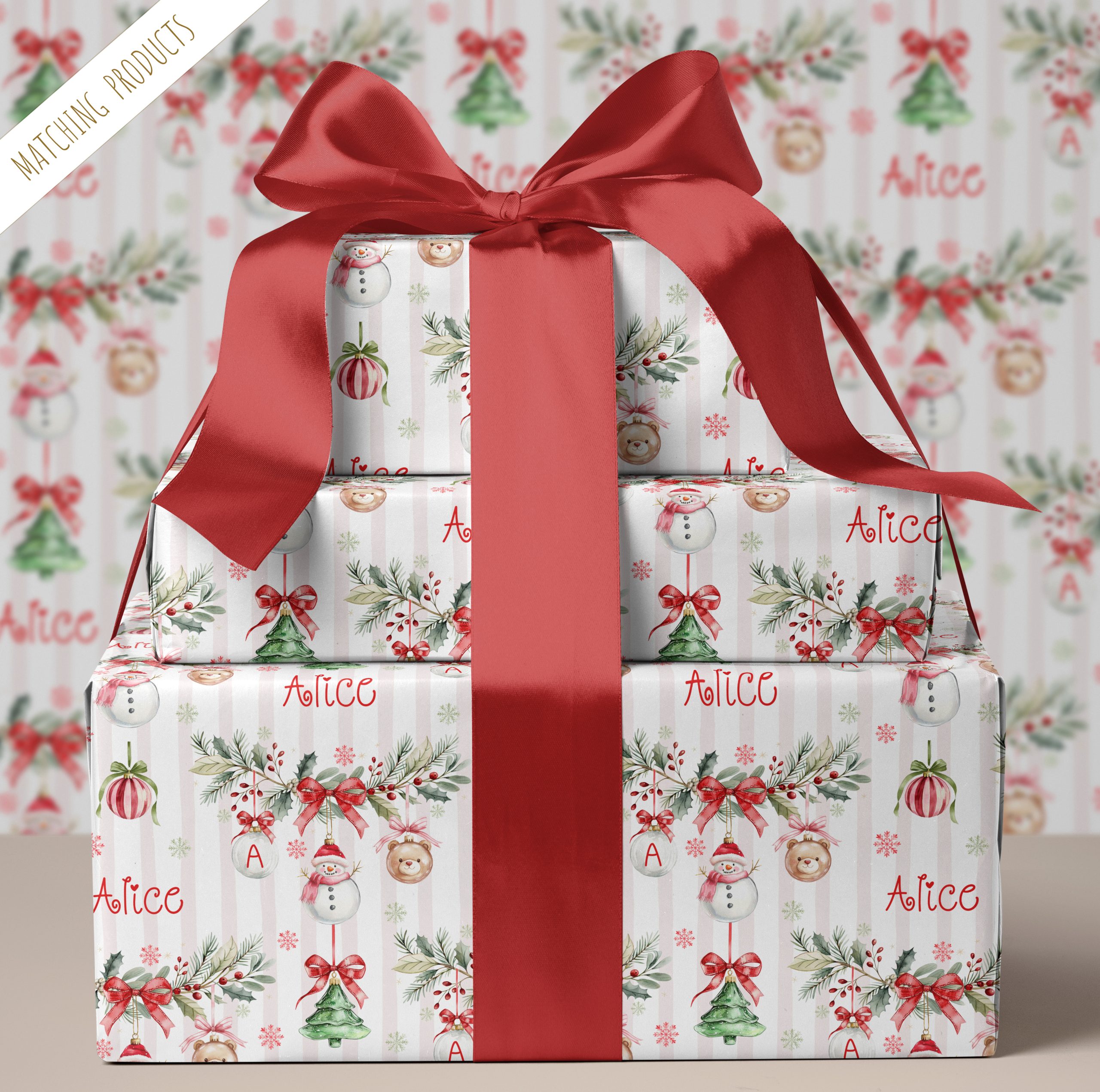 Personalised Christmas Snowman Gift Wrapping Paper