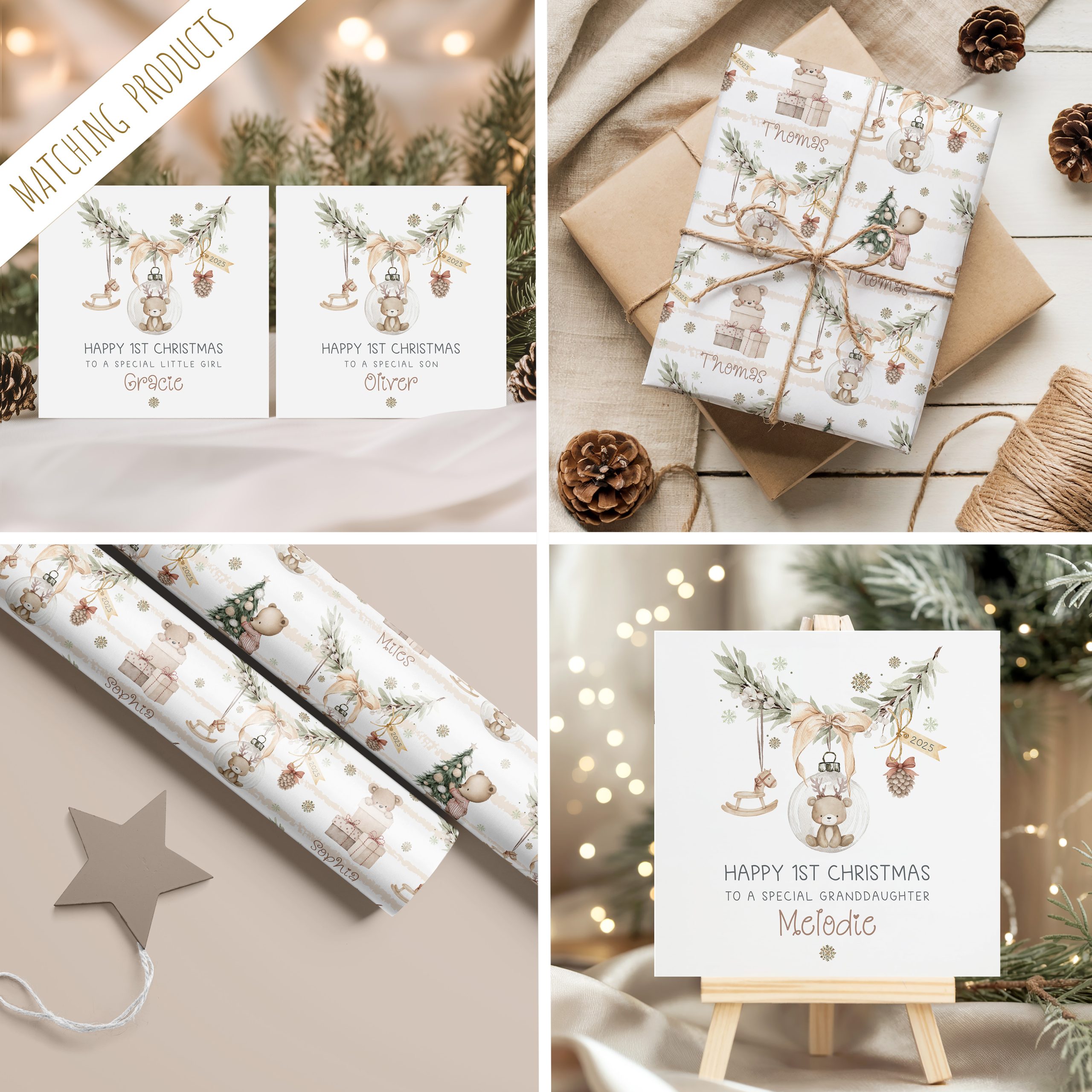 Personalised Teddy Bear Christmas Card