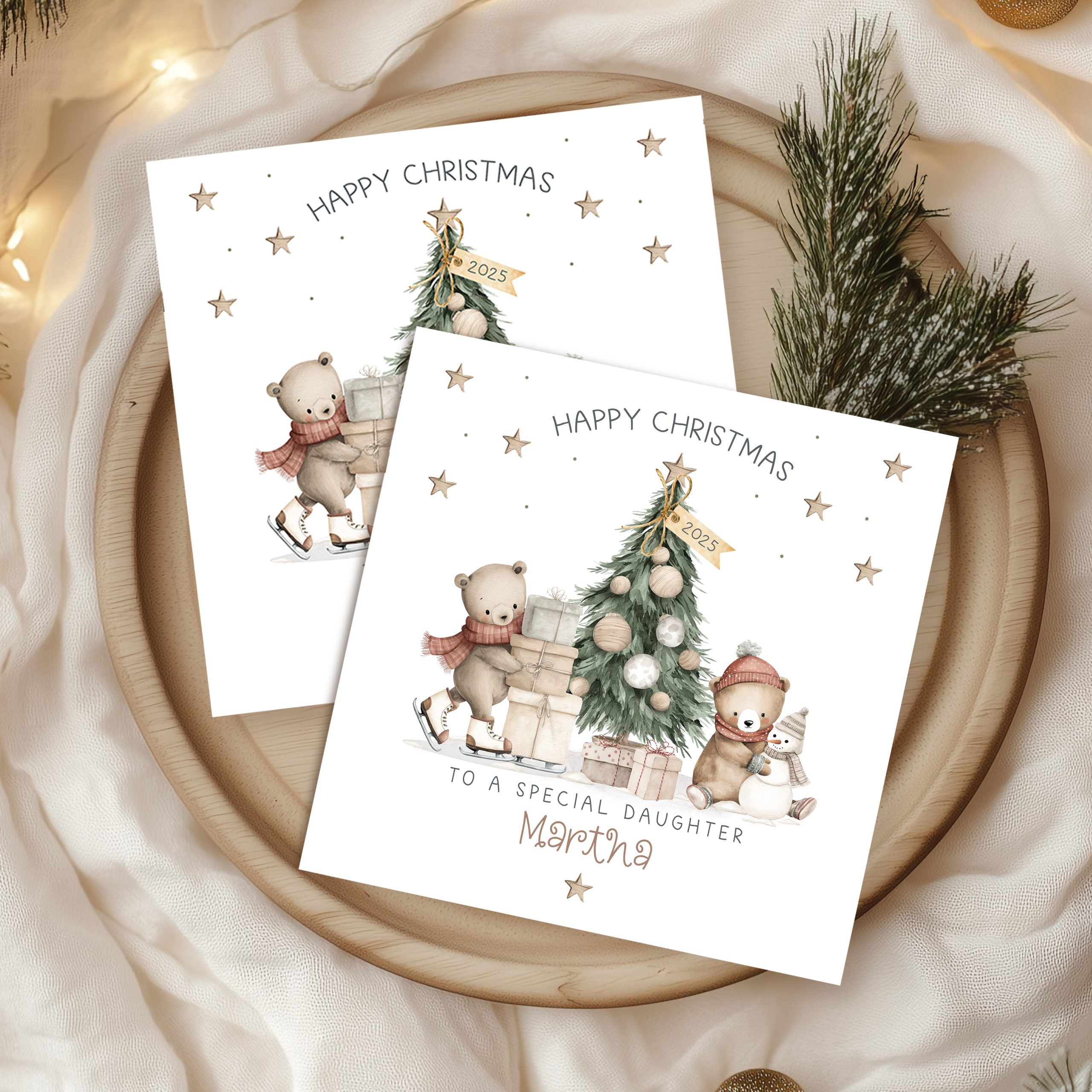Personalised Teddy Bear Christmas Card