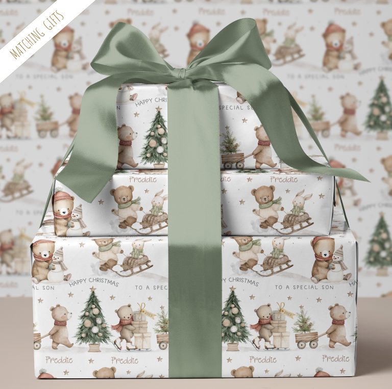 Personalised Childrens Christmas Teddy Bear Wrapping Paper
