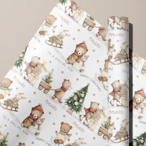 Personalised Teddy Bear Christmas Gift Wrapping Paper