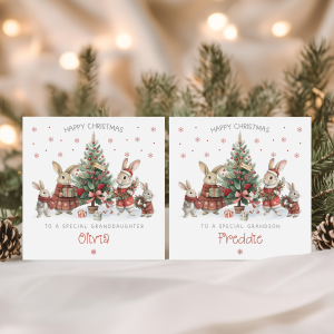 Personalised Festive Rabbits Christmas Card