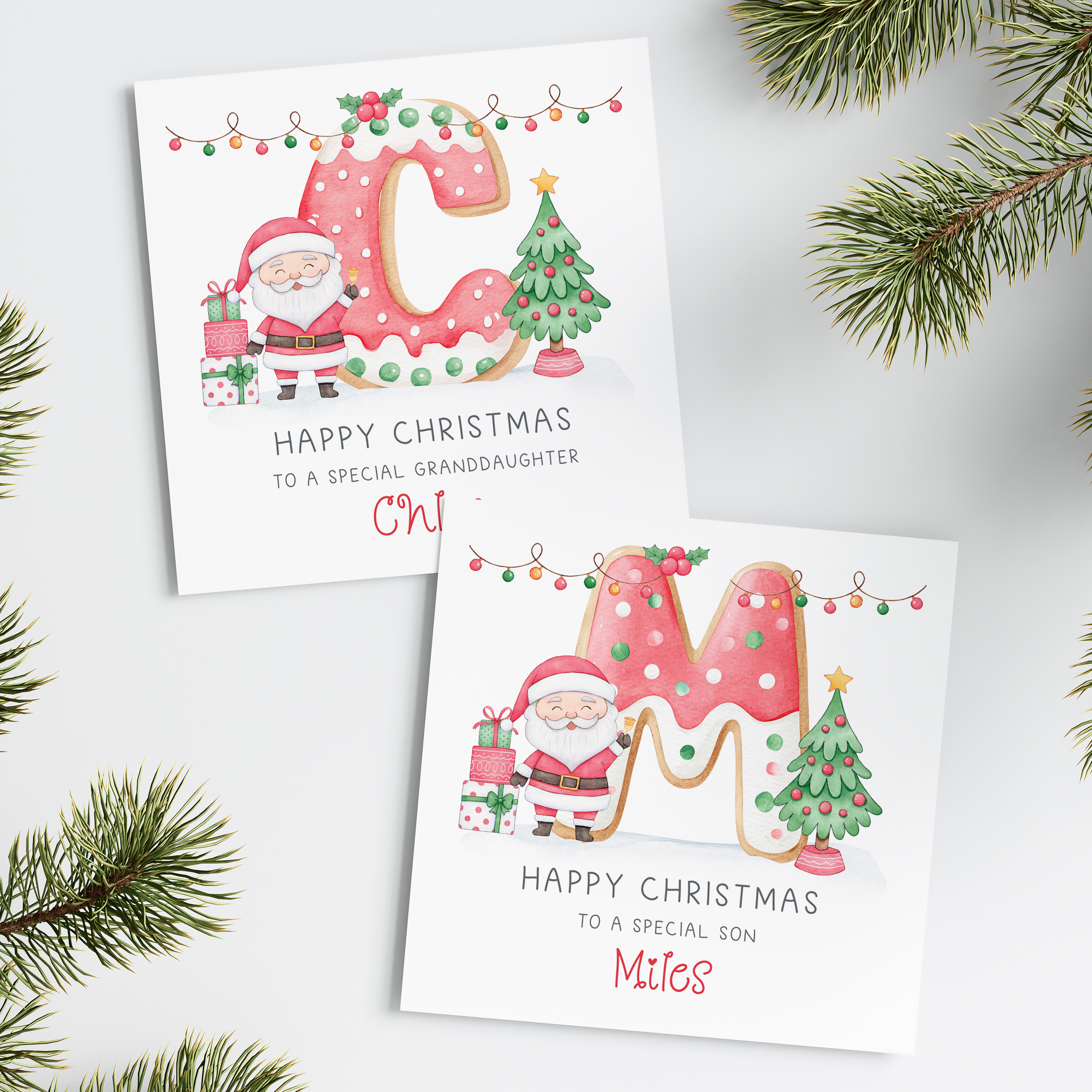 Kids Personalised Cookie Inital Christmas Card