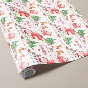 Personalised Santa Claus Cookie Initial Gift Wrapping Paper