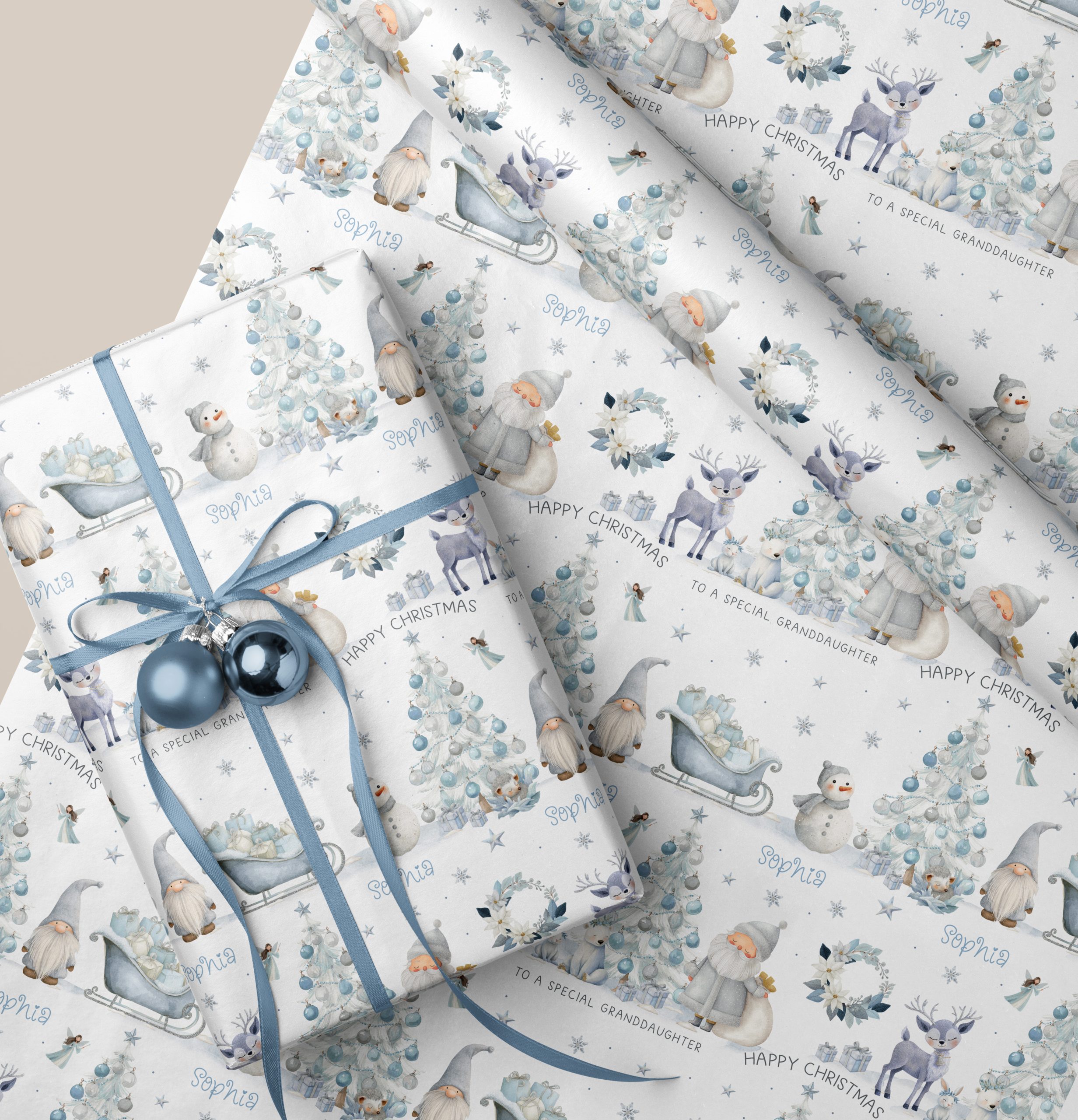 Personalised Christmas Frozen Gift Wrapping Paper