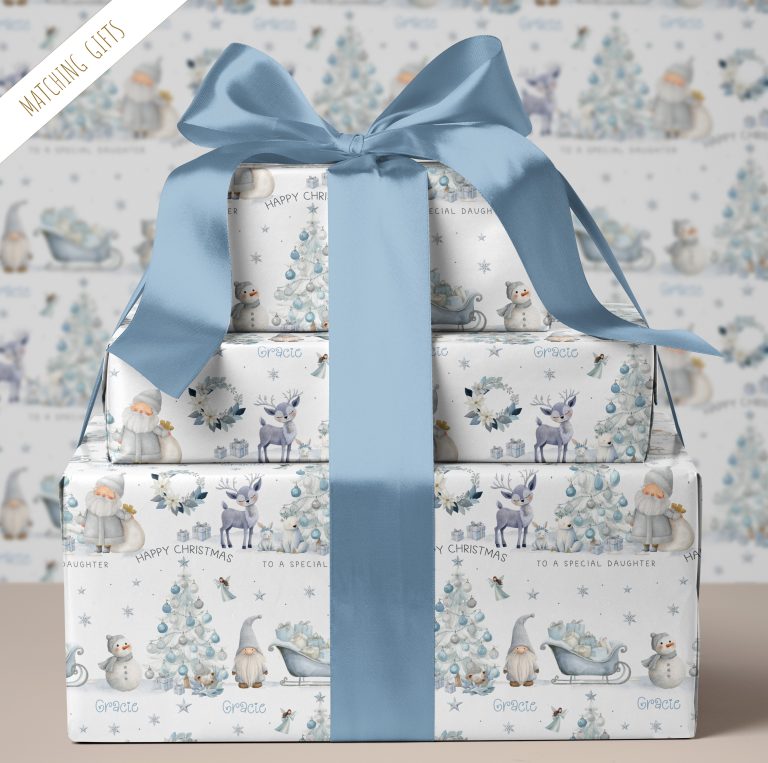 Girls Personalised Frozen Christmas Gift Wrapping Paper