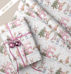 Girls Personalised Pink Gingerbread Christmas Gift Wrapping Paper