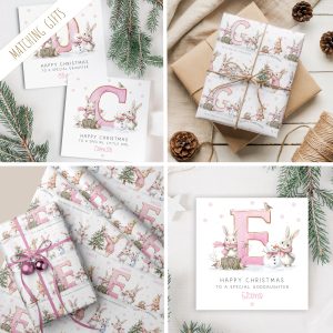 Girls Personalised Pink Gingerbread Christmas Gift Wrapping Paper