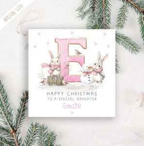 Girls Pink Personalised Christmas Card