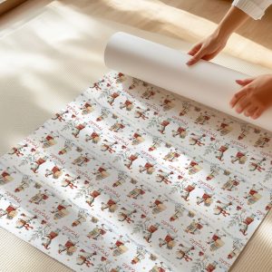 This charming safari zebra Christmas wrapping paper offers a fun and personalized way to enhance your holiday celebrations, with adorable zebras busy transporting gifts, ensuring your presents stand out with a whimsical and festive touch.
