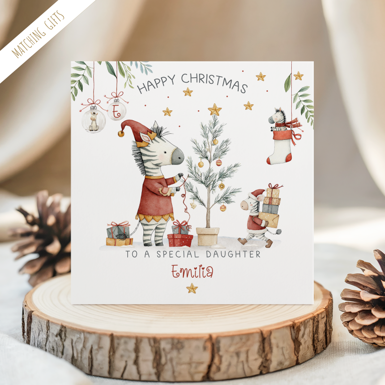 Personalised Safari Zebra Christmas Card
