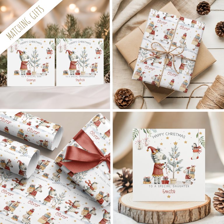 Personalised Safari Zebra Christmas Gift Wrapping Paper