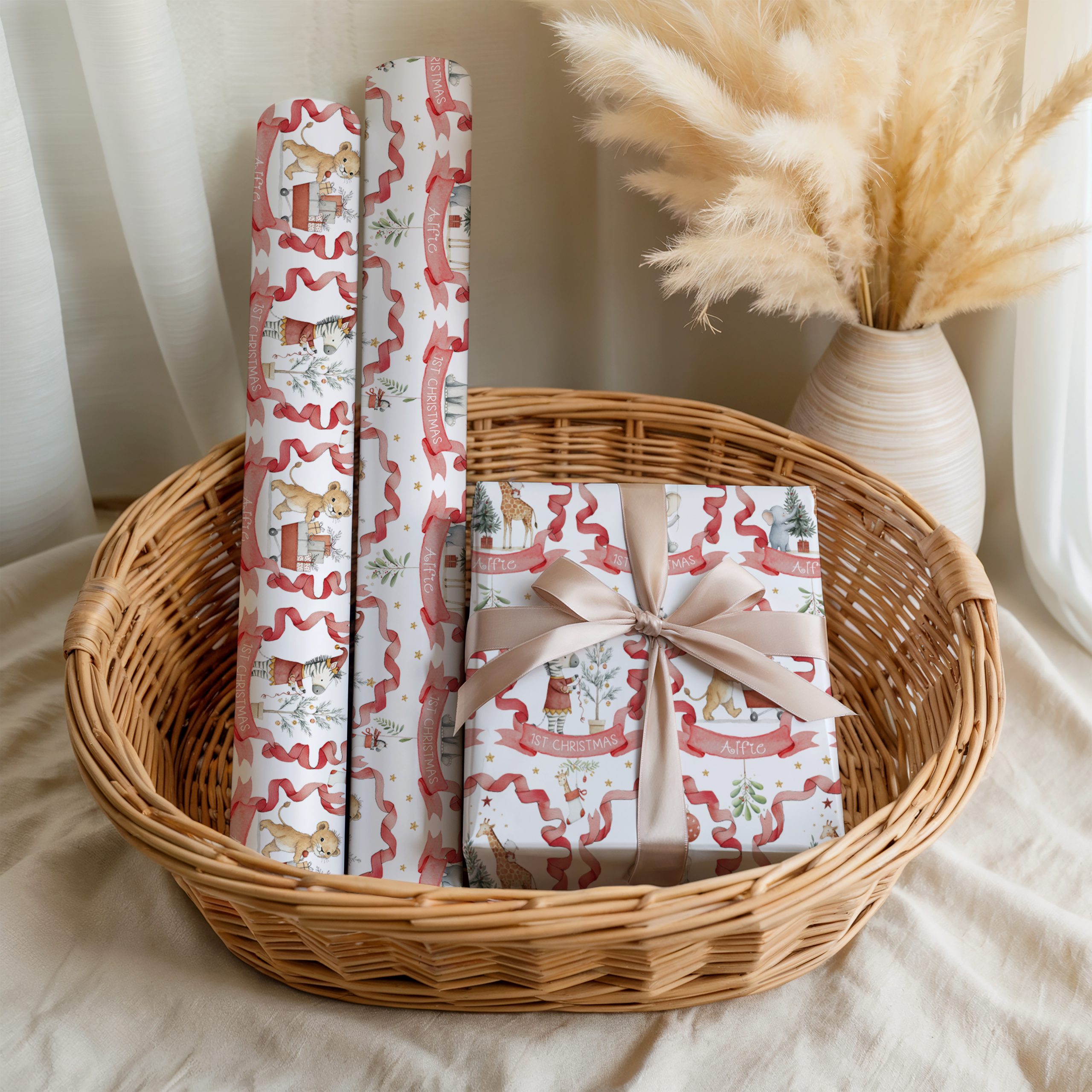 Personalised 1st Christmas Safari Gift Wrapping Paper