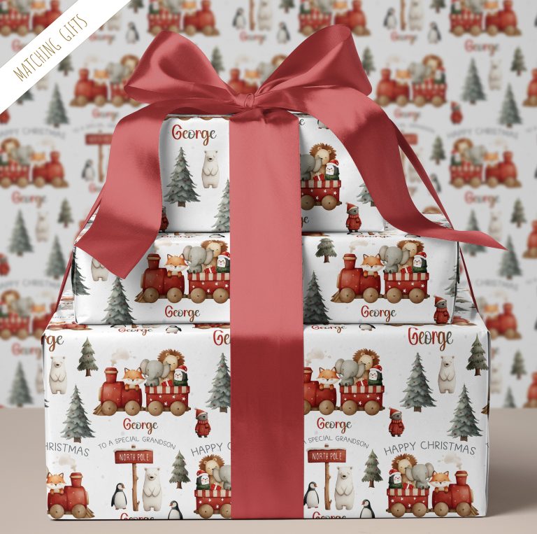 Boys Personalised Polar Express Christmas Gift Wrapping Paper