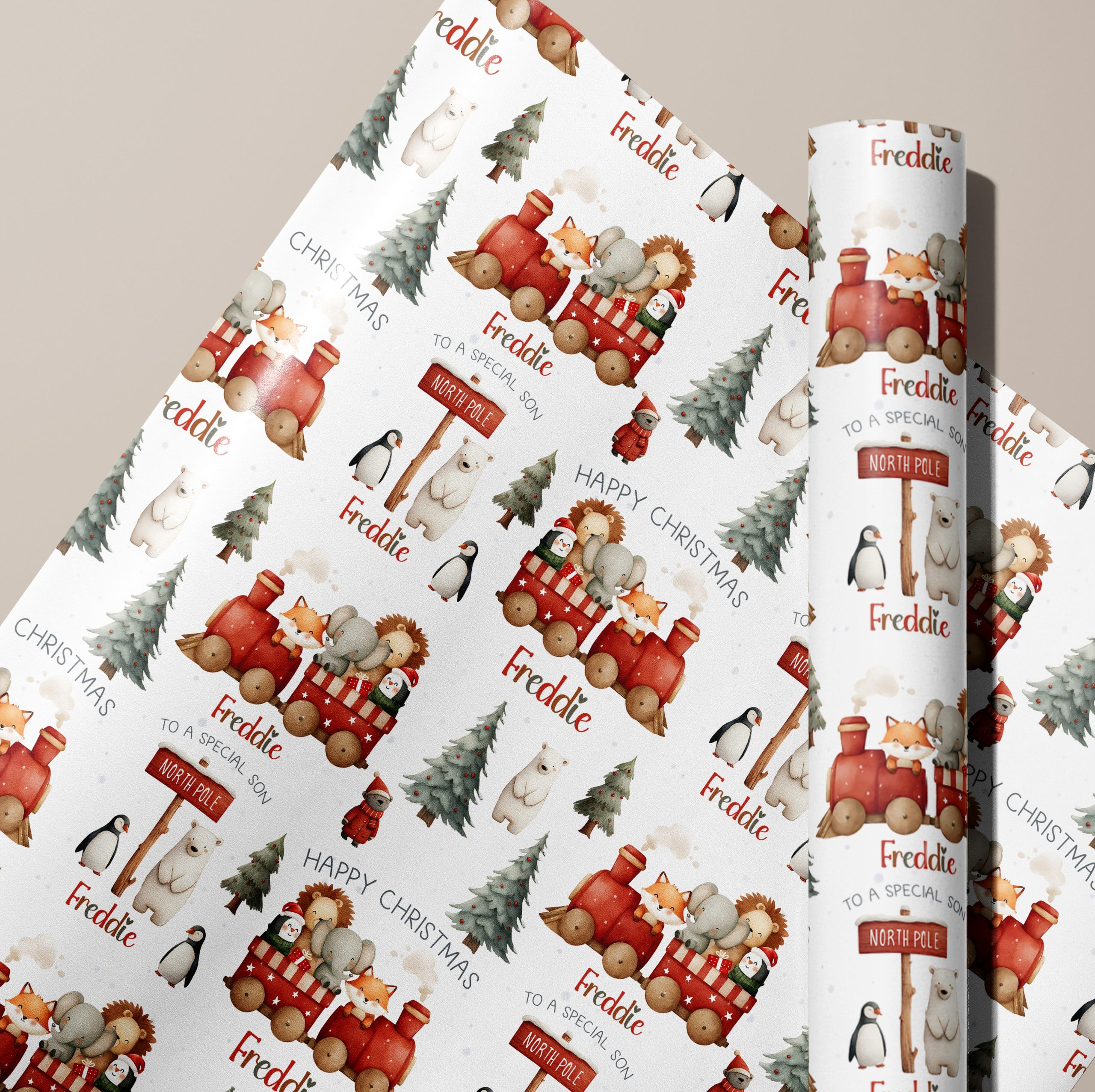 Boys North Pole Polar Express Personalised Gift Wrapping Paper