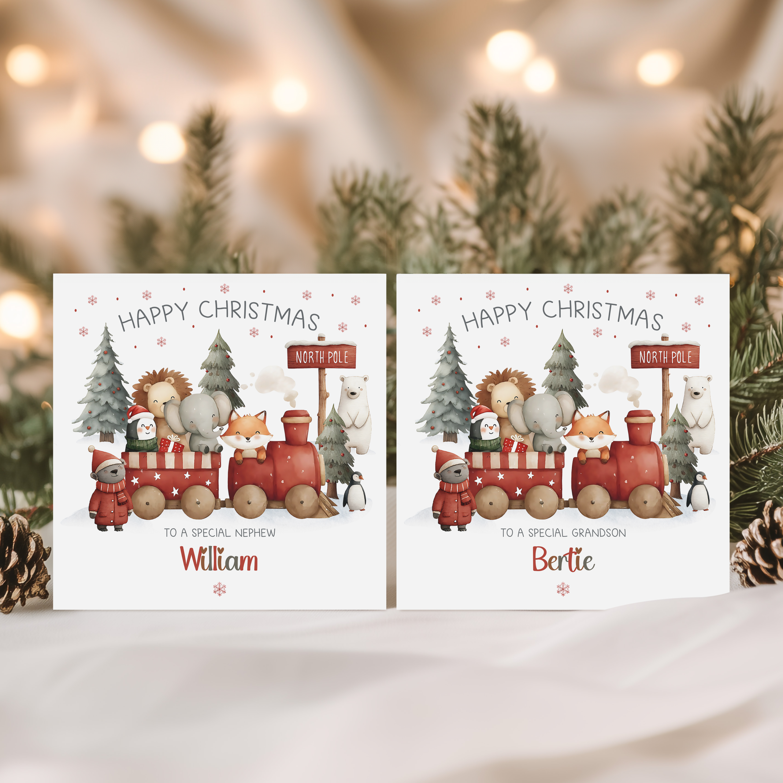 Boys Personalised Polar Express Christmas Card
