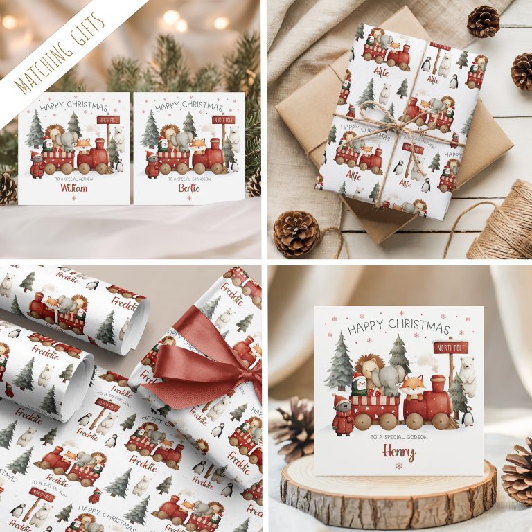 Boys Personalised Polar Express Christmas Gift Wrapping Paper