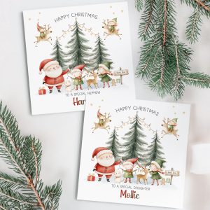 Personalised Santa & Elves Christmas Card