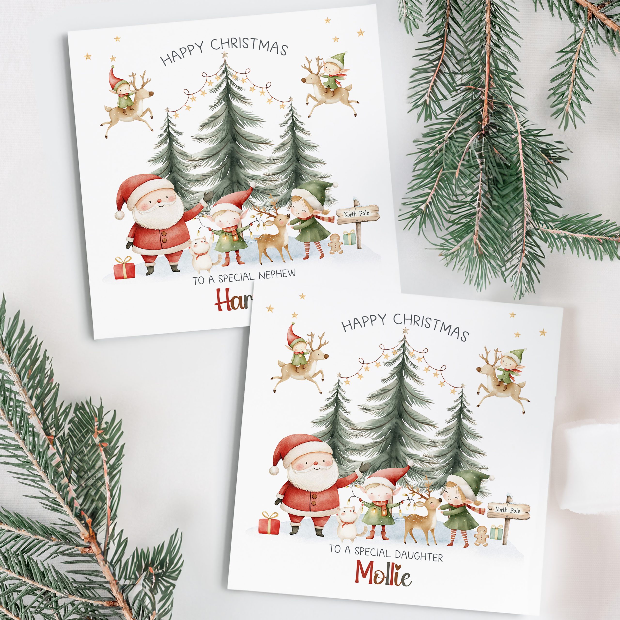 Personalised Santa & Elves Christmas Card