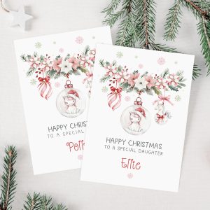 Personalised Unicorn Christmas Card