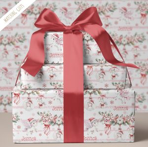 Girls Personalised Unicorn Christmas Gift Wrapping Paper