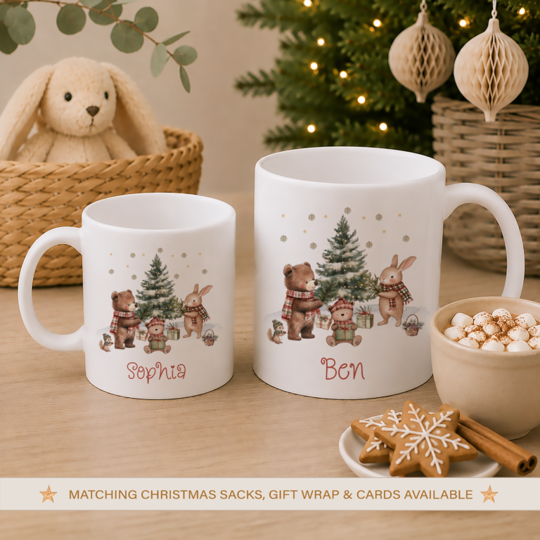 Personalised Woodland Animals Christmas Mug