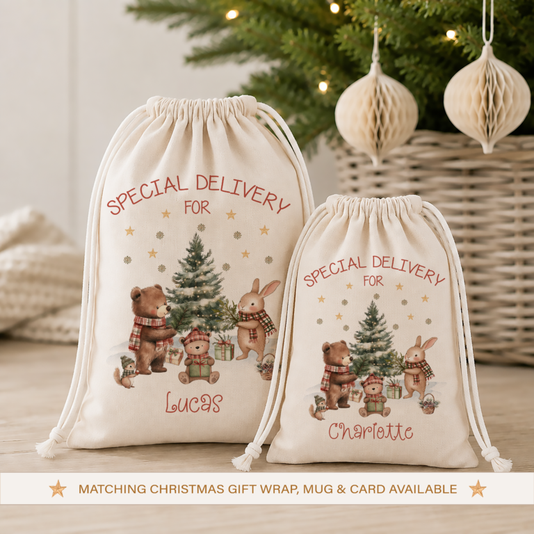 Personalised Christmas Sack – Woodland Animals