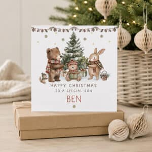Personalised granddaughter first Christmas card with name