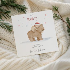 1st Christmas Card Baby Bear and Daddy Bear