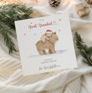 1st Christmas Card Baby Bear and Daddy Bear