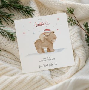 1st Christmas Card Baby Bear and Daddy Bear