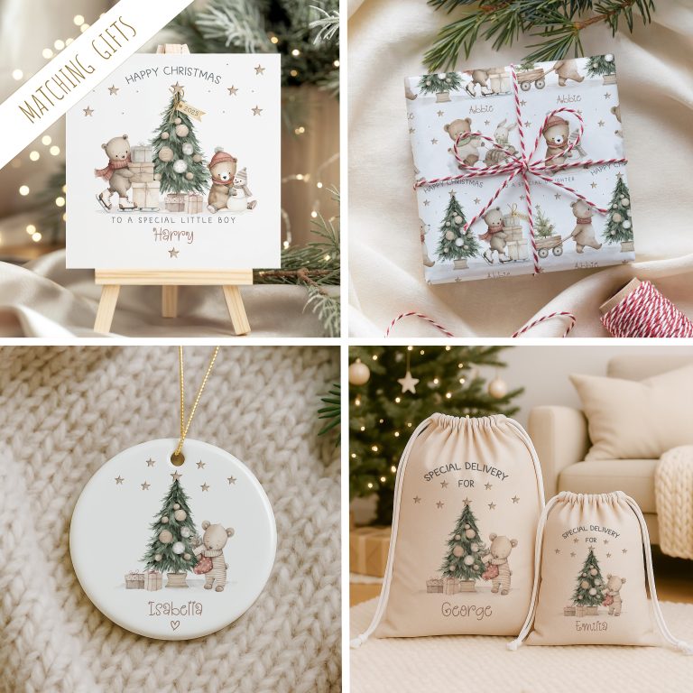 Personalised Childrens Christmas Teddy Bear Wrapping Paper