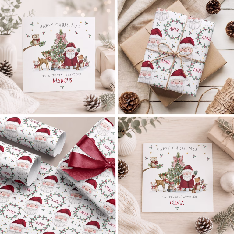 Kids Personalised Santa Claus Christmas Card