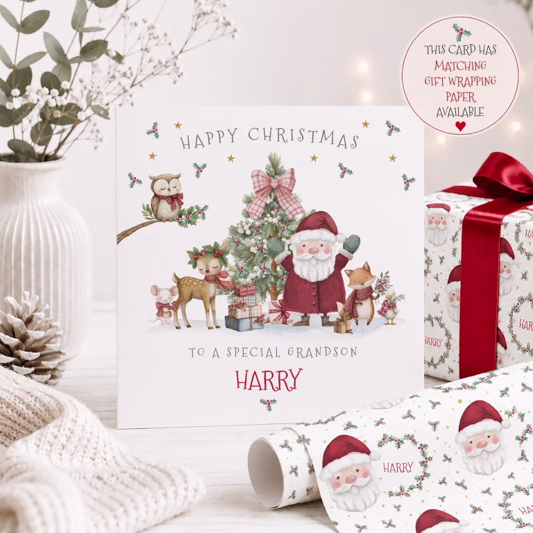 Kids Personalised Santa Claus Christmas Card