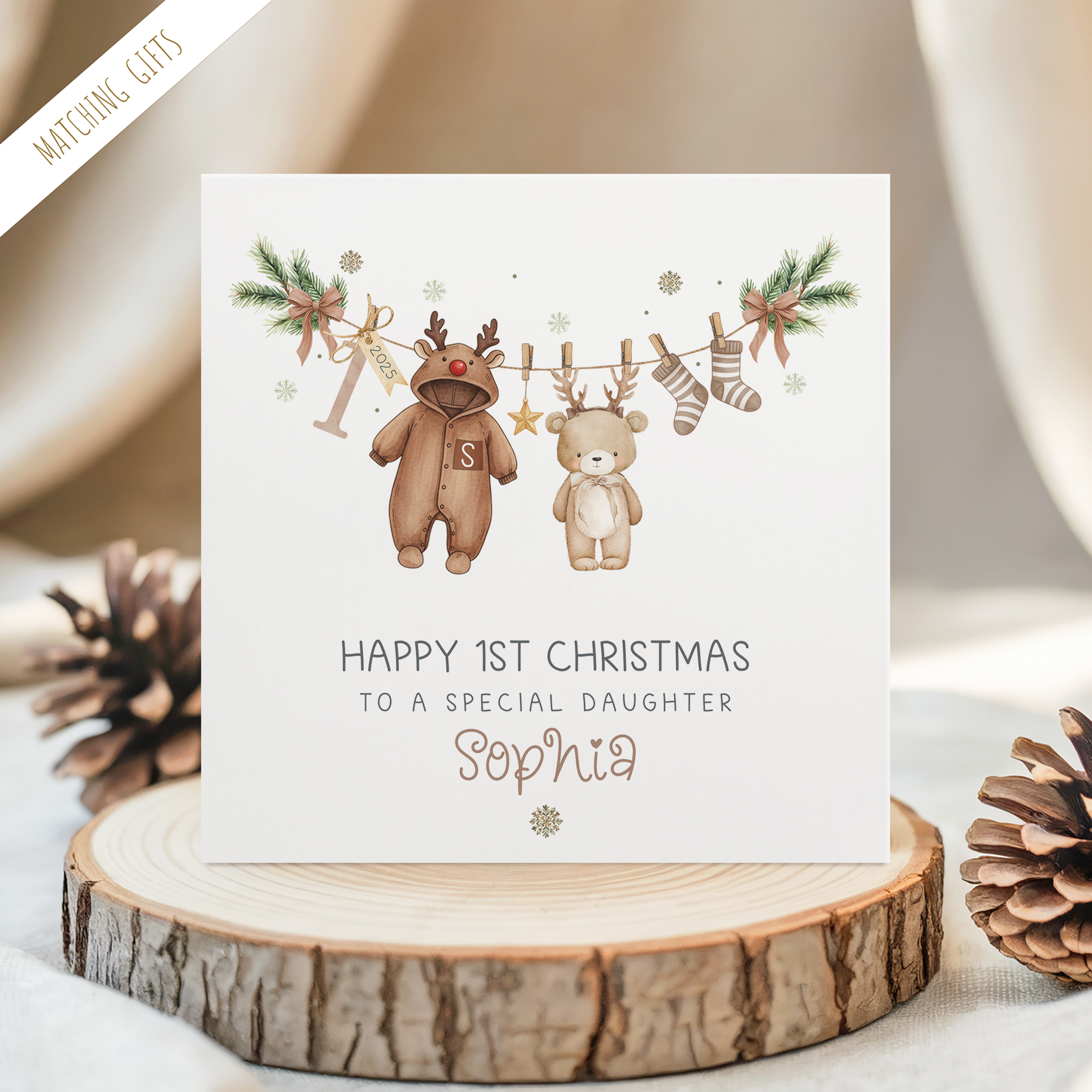 Personalised Newborn Teddy Bear Christmas Card
