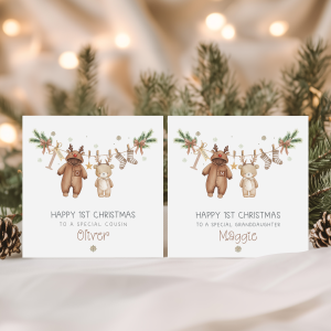 Personalised Newborn Teddy Bear Christmas Card