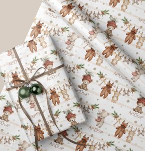 Personalised Newborn Teddy Bear Christmas Gift Wrapping Paper