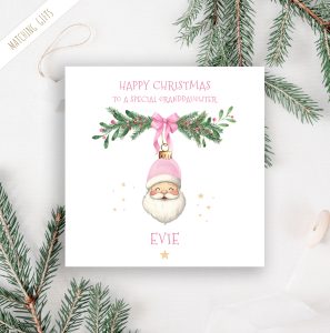 Personalised Pink Santa Christmas Card