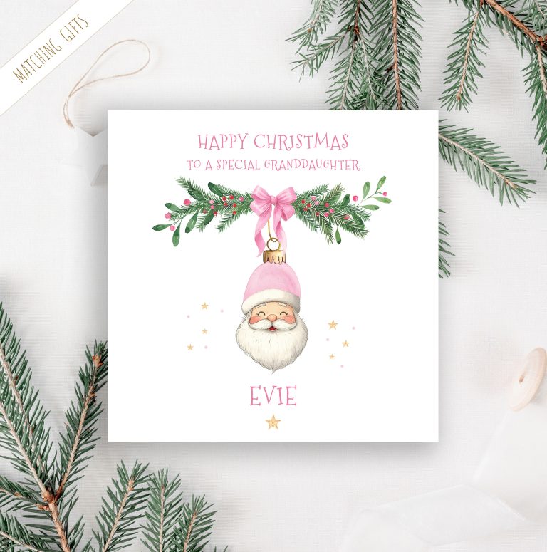 Personalised Pink Santa Claus Christmas Card