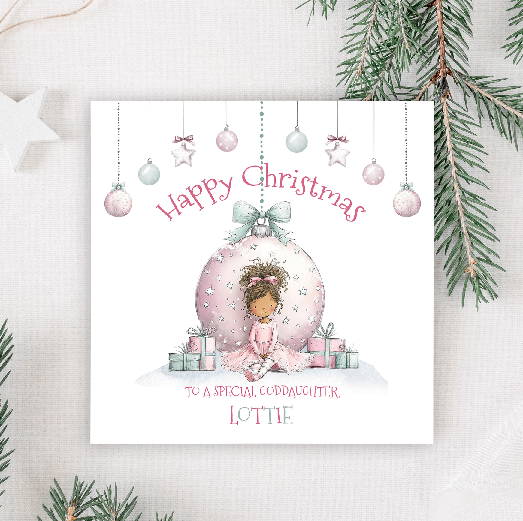 Personalised Girls Christmas Card