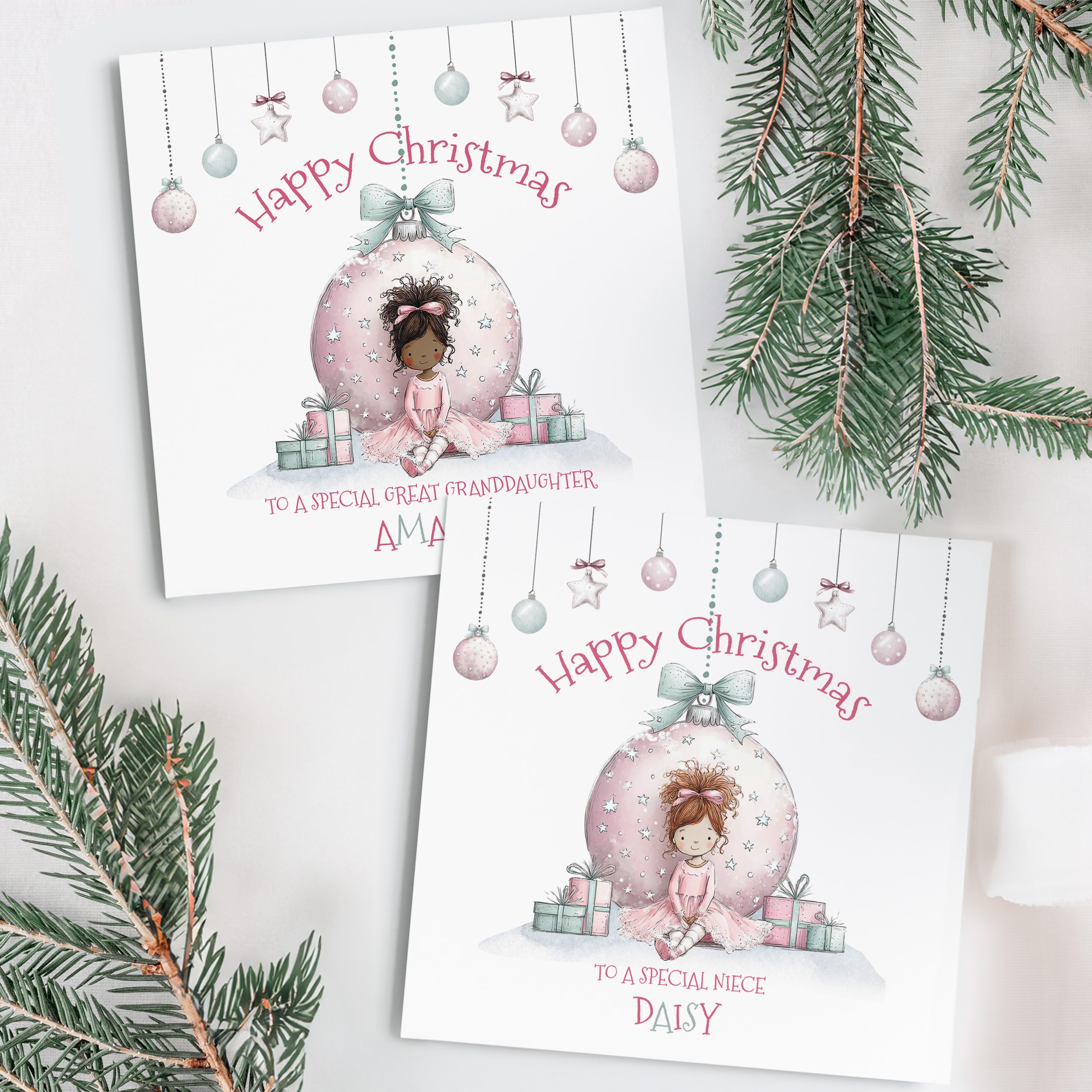 Personalised Girls Christmas Card