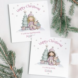 Girls Personalised Christmas Card