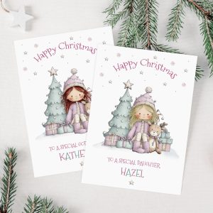 Girls Personalised Christmas Card